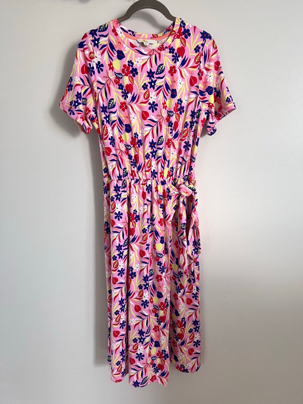 Boden Amanda Front Tie Floral Jersey Midi Dress Size 8 R